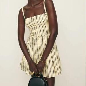 Reformation | Aralyn Dress Butter Yellow Whimsical Buckle Printed A-line Mini 2